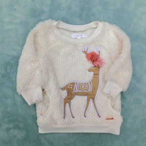 Tahari 12M Soft Fuzzy Deer Sweater with Pockets